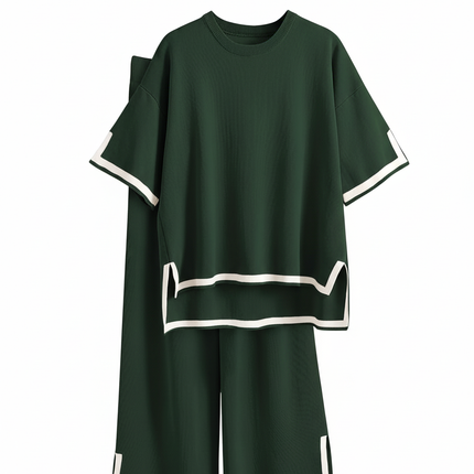 Two-Piece Relaxed Fit Co-Ord Set for Women-Black (Size-3XL) | D11