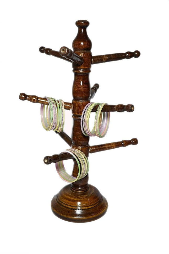Hand Carved Wooden Jewelry Bangle Stand