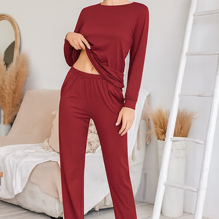 Two-Piece Relaxed Fit Co-Ord Set for Women-Maroon (Size-5XL) | D52