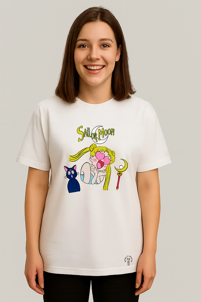 Women Graphic Print Round Neck Organic Cotton T-Shirt-White (Size-M) |