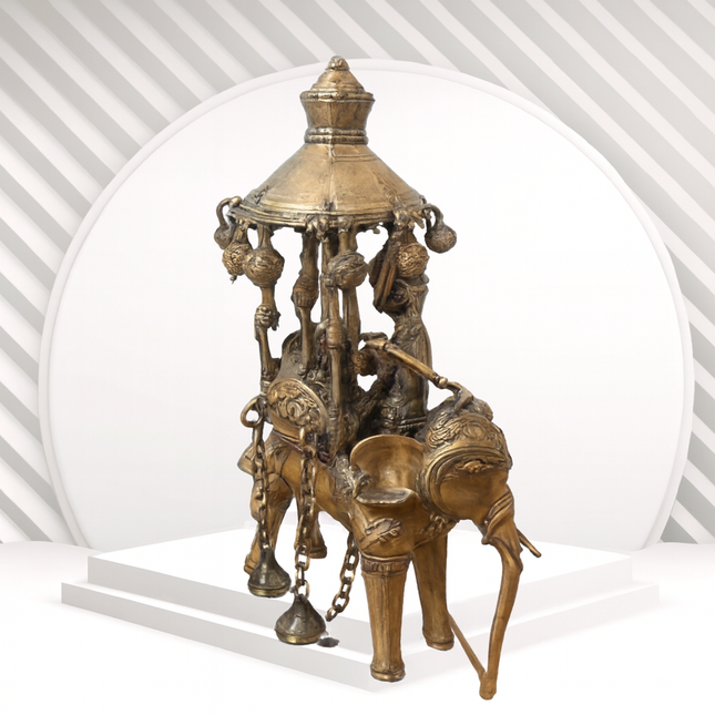 Brass Elephant Royal Canopy Statue