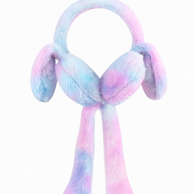 Kids Bunny Earmuffs – Tie-Dye Faux Fur