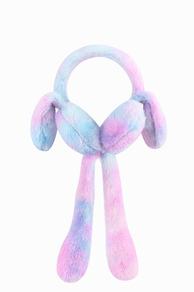 Kids Bunny Earmuffs – Tie-Dye Faux Fur