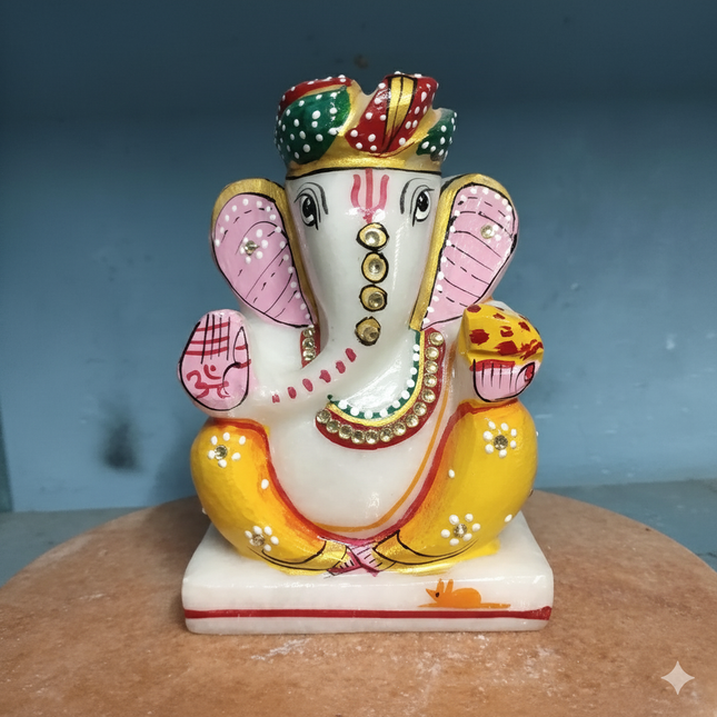 Colorful Lord Ganesha Idol – Handcrafted Decorative Statue for Home &