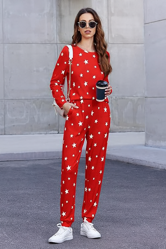 Two-Piece Relaxed Fit Co-Ord Set for Women-Red (Size-3XL) | D57