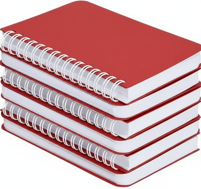 Red Spiral Notebooks – Pack of 5, A5 Size