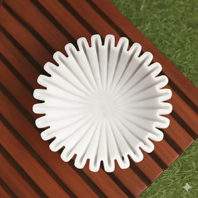 White Floral Ceramic Bowl – Scalloped Edge, Decorative & Functional