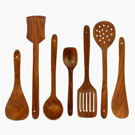 7-Piece Wooden Cooking and Serving Spoons Set