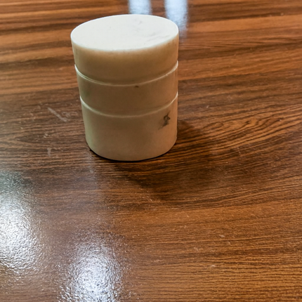 Marble Cylinder Decor – White, Grooved Accent