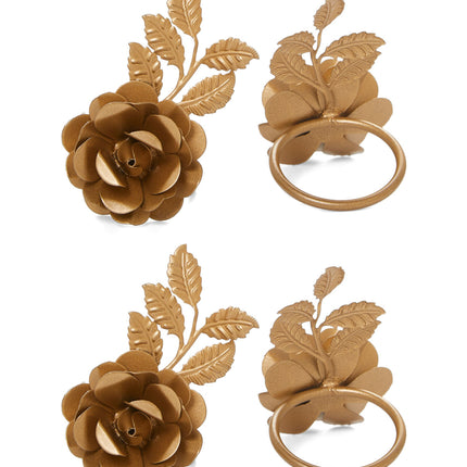 Vibhsa Golden Rose Set of 4 Napkin Rings