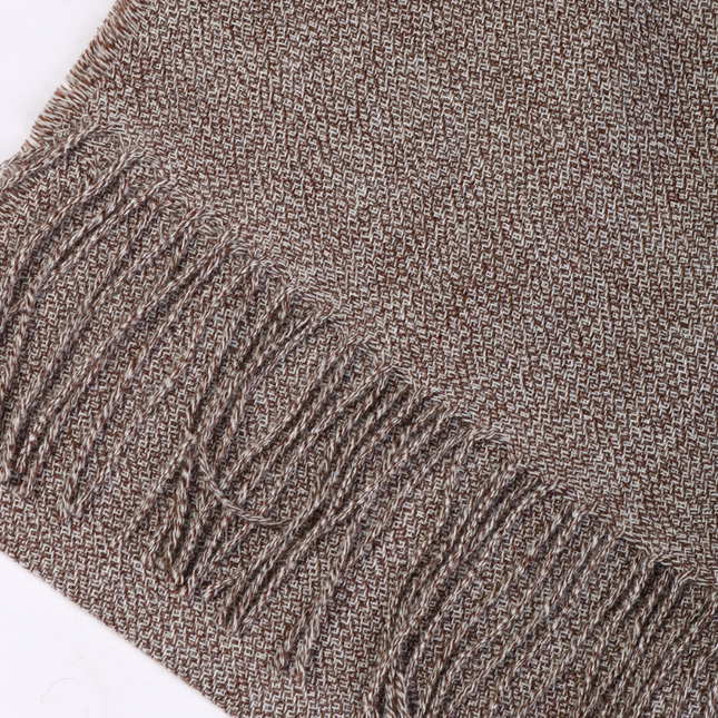 Brown ruffled alpaca wool scarf