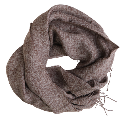 Brown ruffled alpaca wool scarf