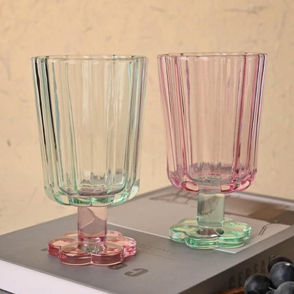 Hand Blown Petal Goblets - Cute Whimsical Colored Wine Glasses