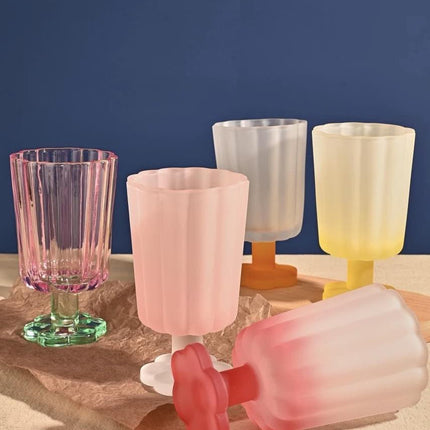 Hand Blown Petal Goblets - Cute Whimsical Colored Wine Glasses