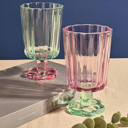 Hand Blown Petal Goblets - Cute Whimsical Colored Wine Glasses