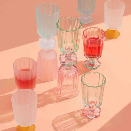 Hand Blown Petal Goblets - Cute Whimsical Colored Wine Glasses