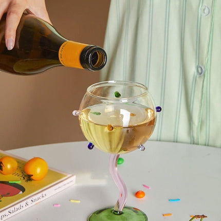 Hand Blown Rainbow Sprinkles Wine Glasses - Whimsical Dopamine