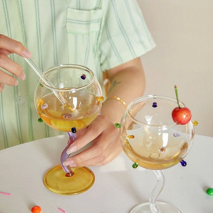 Hand Blown Rainbow Sprinkles Wine Glasses - Whimsical Dopamine