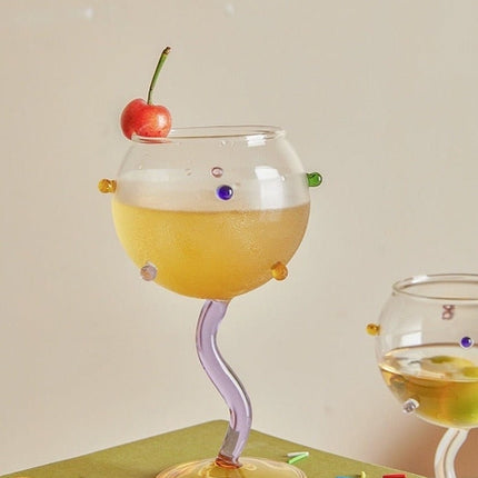 Hand Blown Rainbow Sprinkles Wine Glasses - Whimsical Dopamine