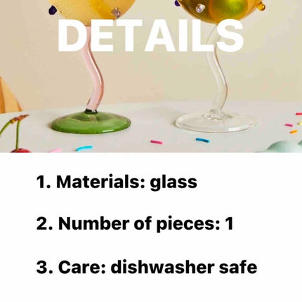Hand Blown Rainbow Sprinkles Wine Glasses - Whimsical Dopamine