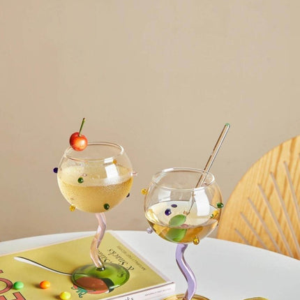 Hand Blown Rainbow Sprinkles Wine Glasses - Whimsical Dopamine