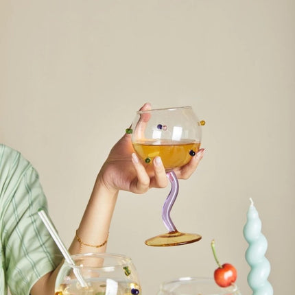 Hand Blown Rainbow Sprinkles Wine Glasses - Whimsical Dopamine