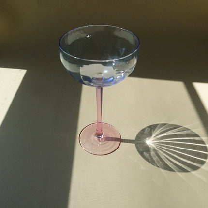 Hand Blown Retro Pastel Coloured Cocktail Glasses Coupe Set of 4 (
