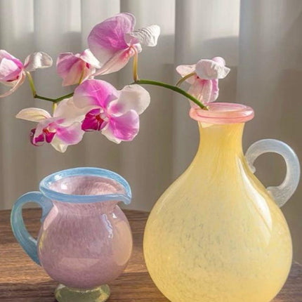 Handblown Bonbon Dopamine Bottle Vase, Whimsical Vintage Vase Centrepi