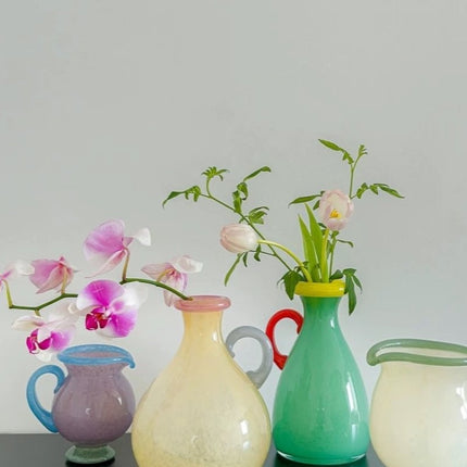 Handblown Bonbon Dopamine Bottle Vase, Whimsical Vintage Vase Centrepi