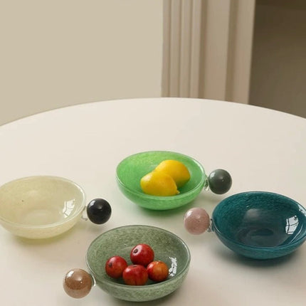 Handblown Bonbon Whimsical Salad Snack Desert Bowl, Eclectic