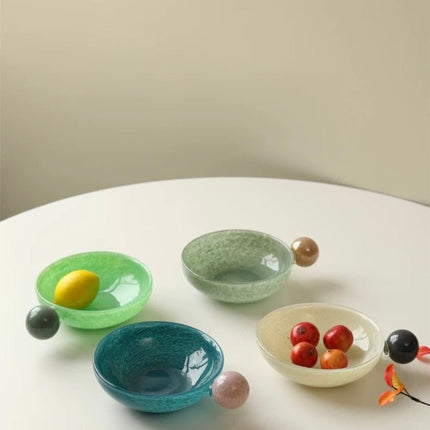 Handblown Bonbon Whimsical Salad Snack Desert Bowl, Eclectic