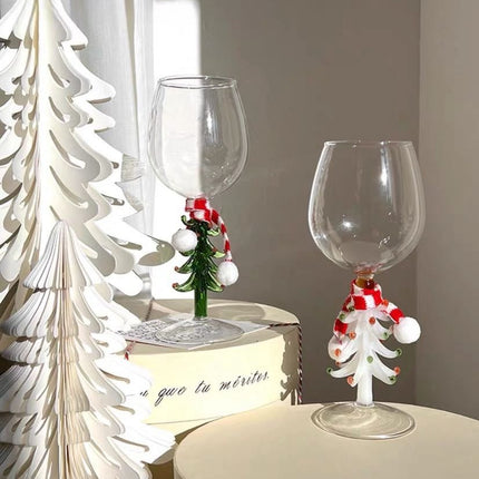Handblown Christmas Tree Wine Glasses Set of 2 Pcs