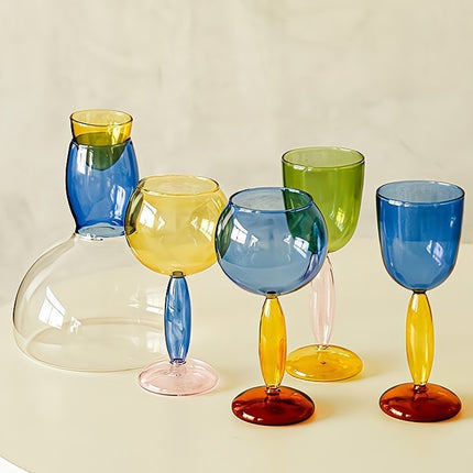 Set Of 2 Pcs Handblown Colored Burgundy / Bordeaux Wine Glasses