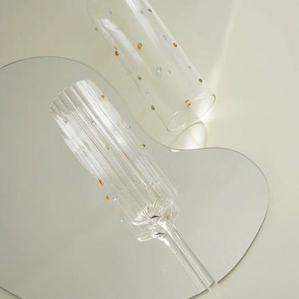 Handblown Rainbow Sprinkles Champagne Flutes Set of 2 Pcs - Whimsical