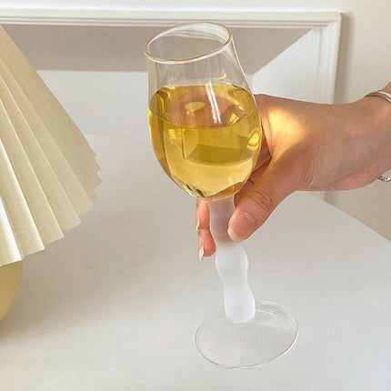 Handblown Retro Wavy Rose Wine Glasses Set of 4 Pcs ( $14.9 Each )