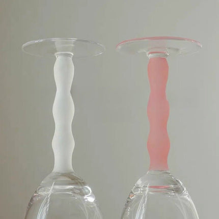 Handblown Retro Wavy Rose Wine Glasses Set of 4 Pcs ( $14.9 Each )