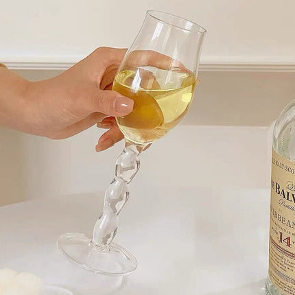 Handblown Retro Wavy Rose Wine Glasses Set of 4 Pcs ( $14.9 Each )
