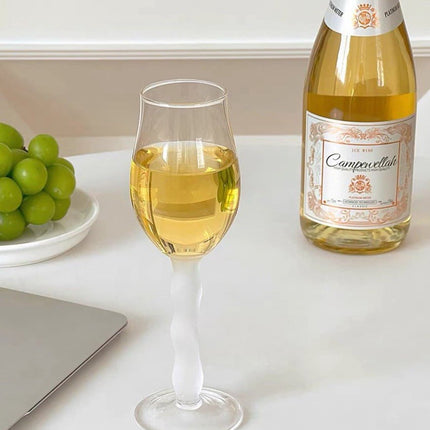 Handblown Retro Wavy Rose Wine Glasses Set of 4 Pcs ( $14.9 Each )