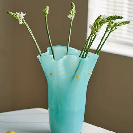 Handblown Wavy Whimsical Glass Vase - Eclectic Table Setting Centrepie