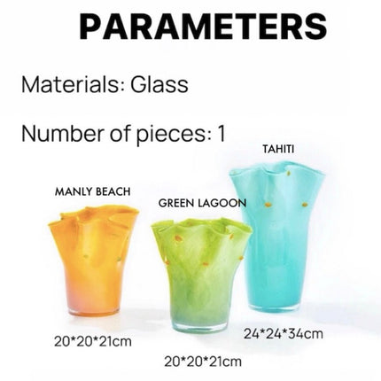 Handblown Wavy Whimsical Glass Vase - Eclectic Table Setting Centrepie