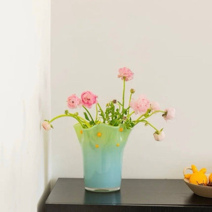 Handblown Wavy Whimsical Glass Vase - Eclectic Table Setting Centrepie