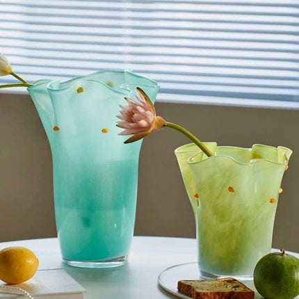 Handblown Wavy Whimsical Glass Vase - Eclectic Table Setting Centrepie