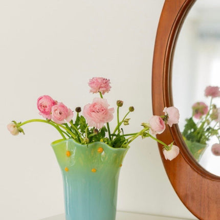 Handblown Wavy Whimsical Glass Vase - Eclectic Table Setting Centrepie