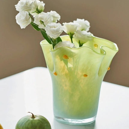 Handblown Wavy Whimsical Glass Vase - Eclectic Table Setting Centrepie