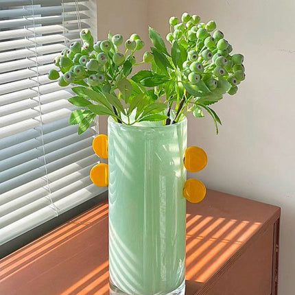 Handblown Whimsical Cylinder Vase - Eclectic Table Setting Centrepiece