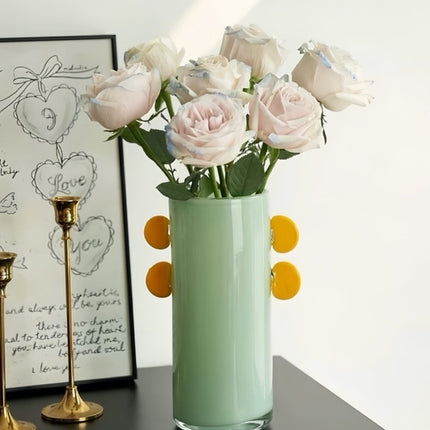 Handblown Whimsical Cylinder Vase - Eclectic Table Setting Centrepiece