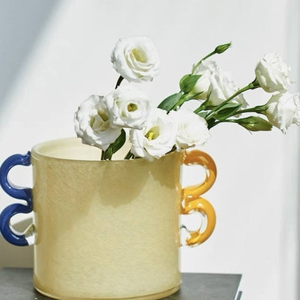 Handblown Whimsical Cylinder Vase - Eclectic Table Setting Centrepiece