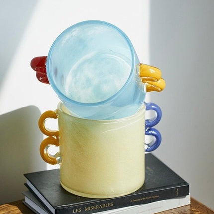 Handblown Whimsical Cylinder Vase - Eclectic Table Setting Centrepiece
