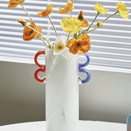 Handblown Whimsical Cylinder Vase - Eclectic Table Setting Centrepiece