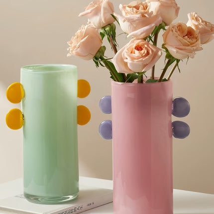 Handblown Whimsical Cylinder Vase - Eclectic Table Setting Centrepiece